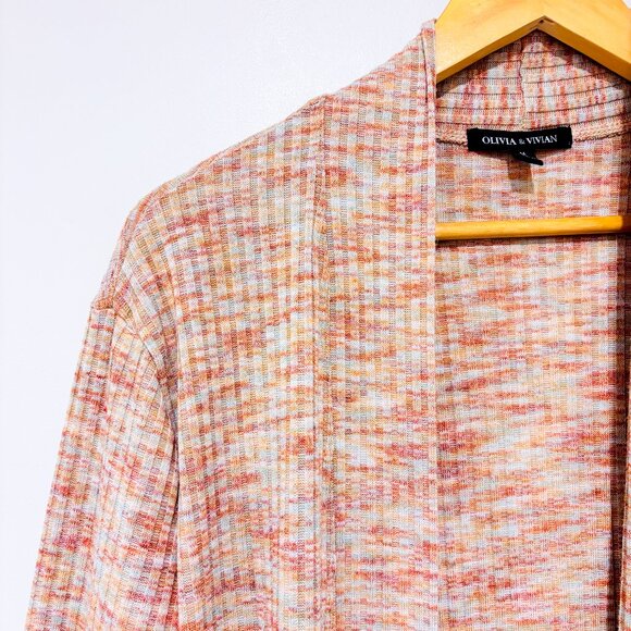 OLIVIA & VIVIAN Long Open Front Multicolor Cardigan Sweater | Medium * - Picture 3 of 8